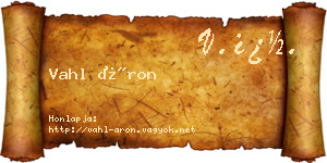 Vahl Áron névjegykártya